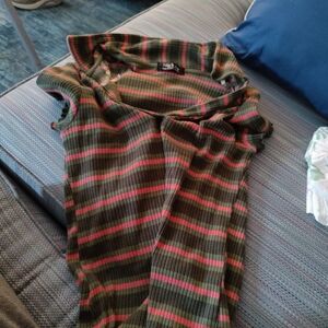 Jolie Ribbed Knit Top with Pink and Green Stripes